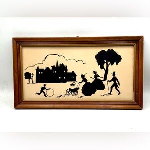 Antique victorian 1800s silhouette paper cut historical art framed vintage